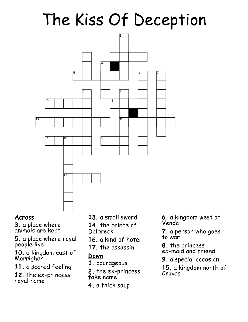 The Kiss Of Deception Crossword