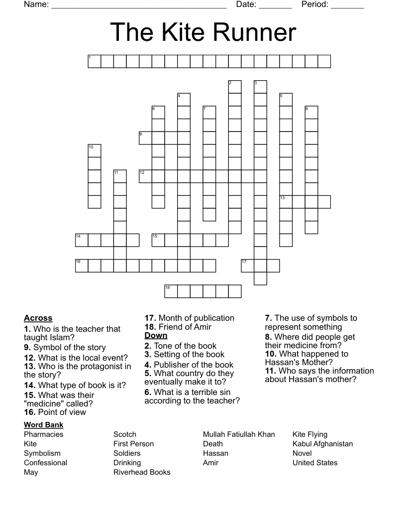 The Kite Runner Crossword