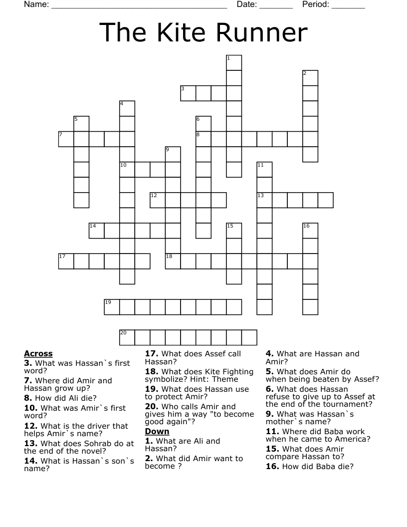 The Kite Runner Crossword