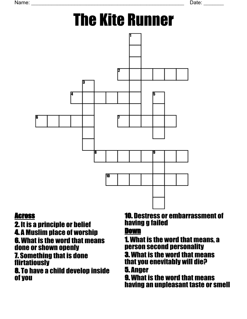 The Kite Runner Crossword