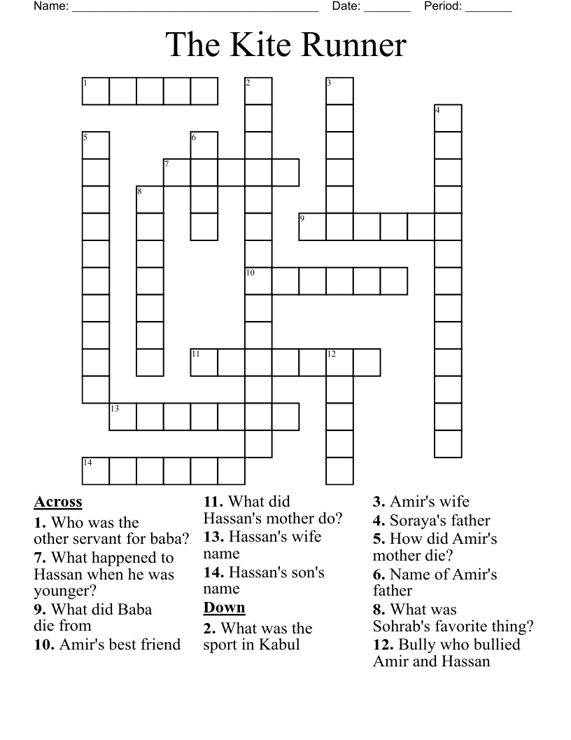 The Kite Runner Crossword
