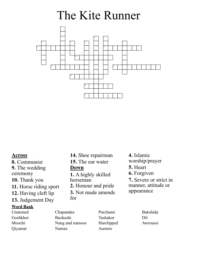 The Kite Runner Crossword