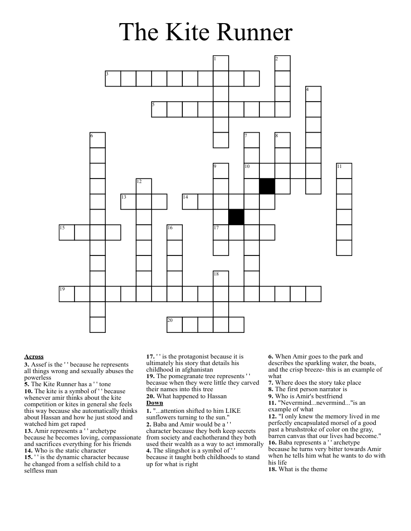 The Kite Runner Crossword