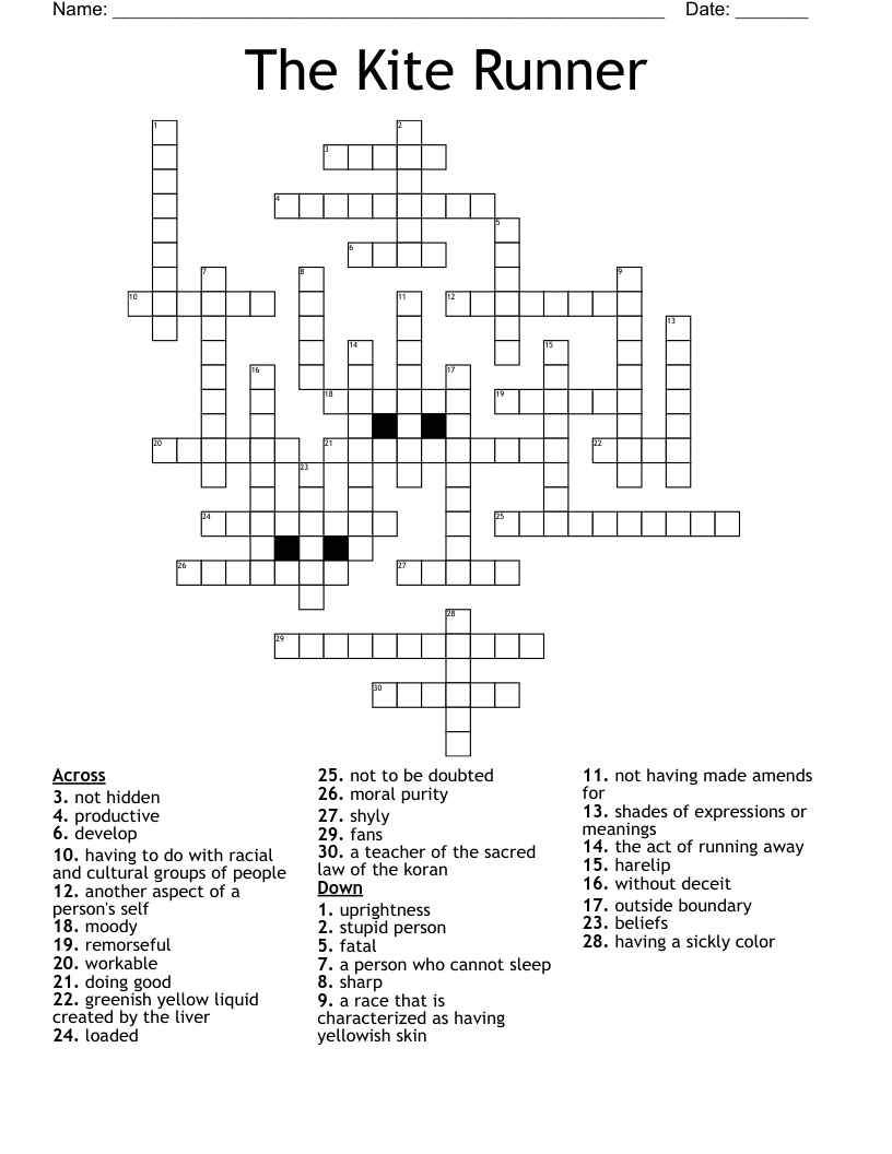 The Kite Runner Crossword