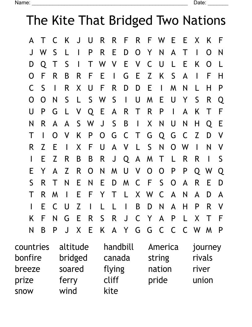The Kite That Bridged Two Nations Word Search