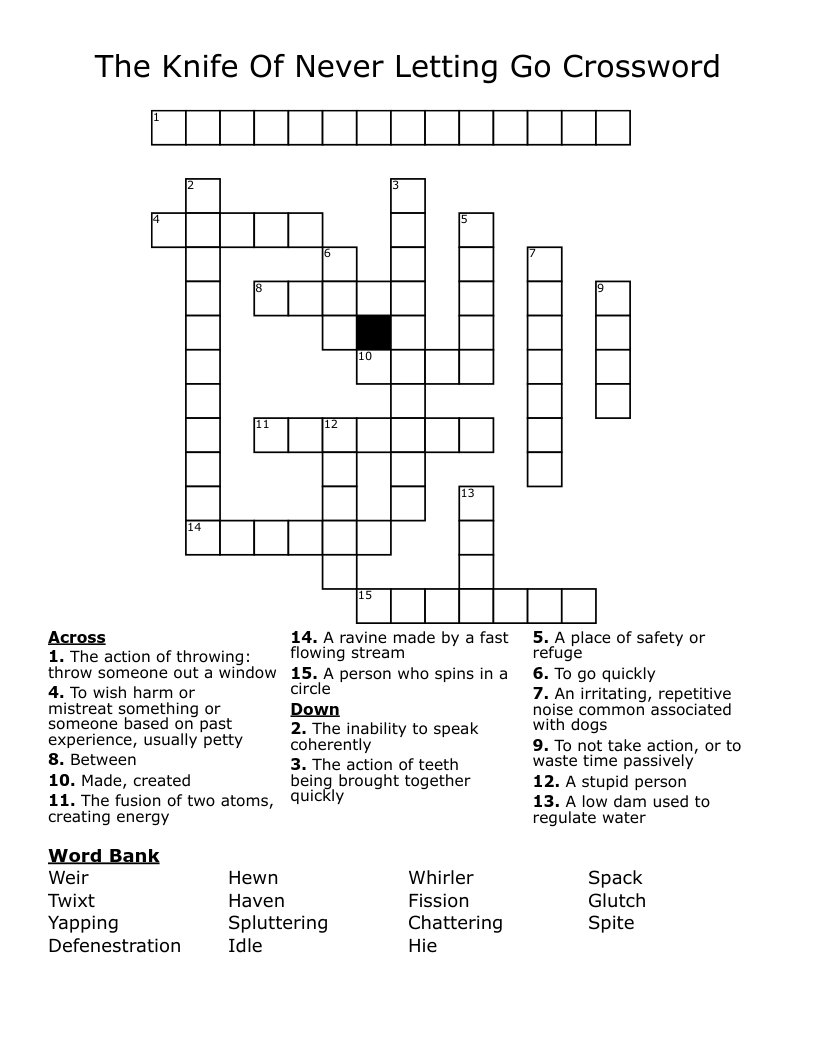 The Knife Of Never Letting Go  Crossword 