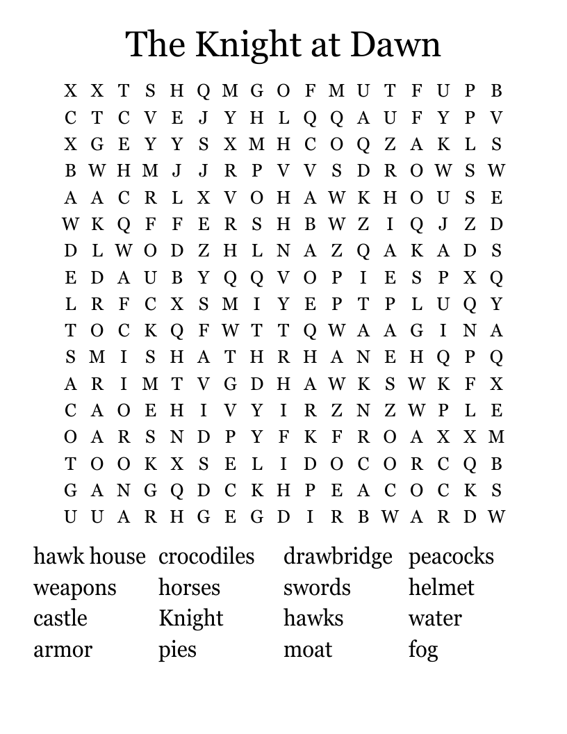 The Knight at Dawn Word Search