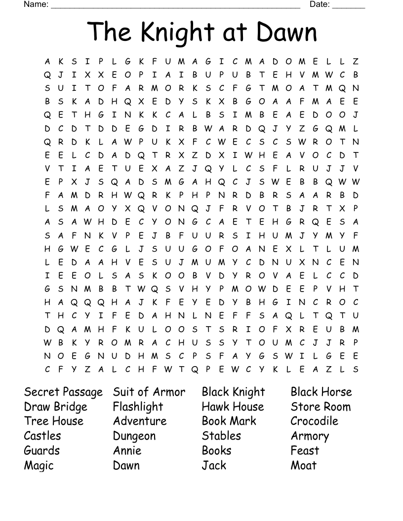 The Knight at Dawn Word Search