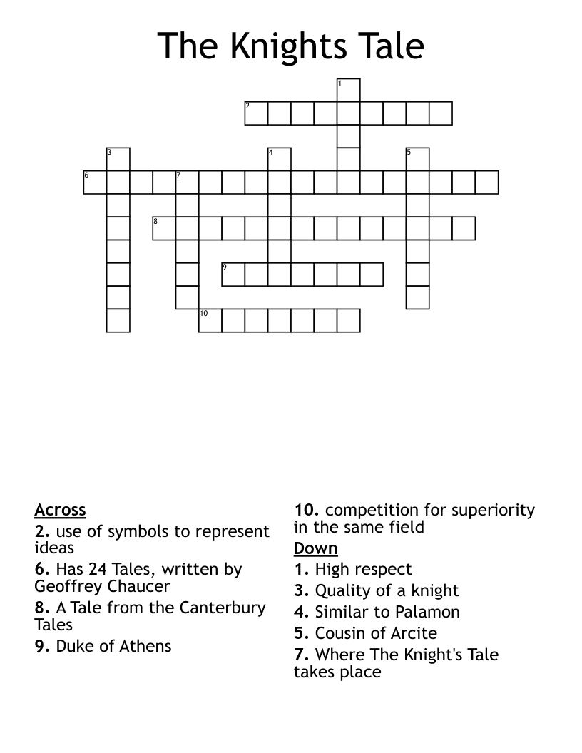 The Knights Tale Crossword