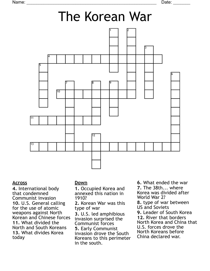 The Korean War Crossword