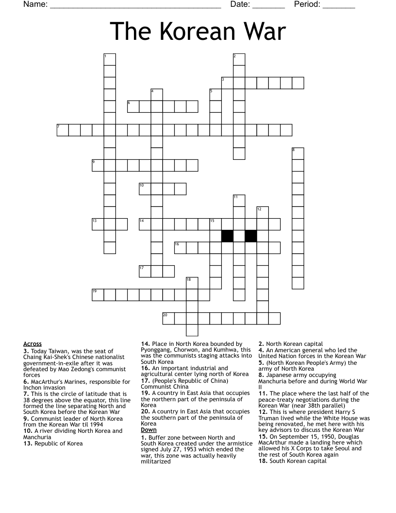 The Korean War Crossword
