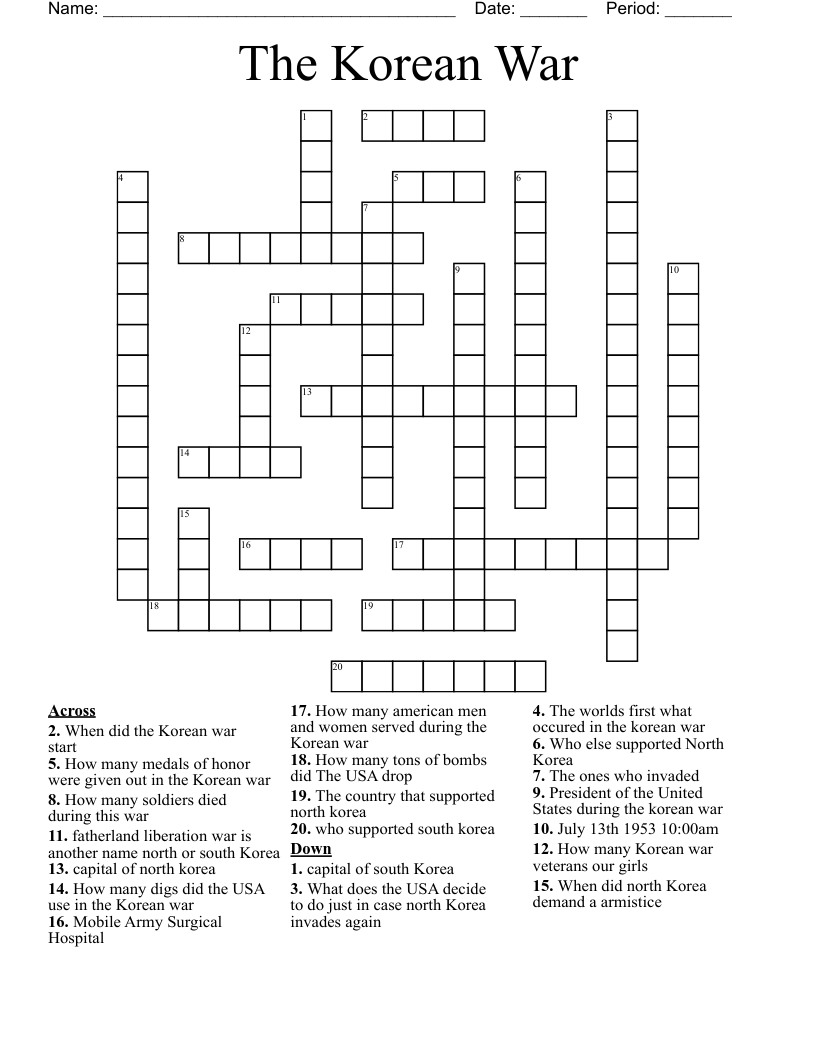 The Korean War  Crossword