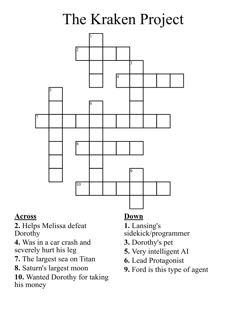 The Kraken Project  Crossword