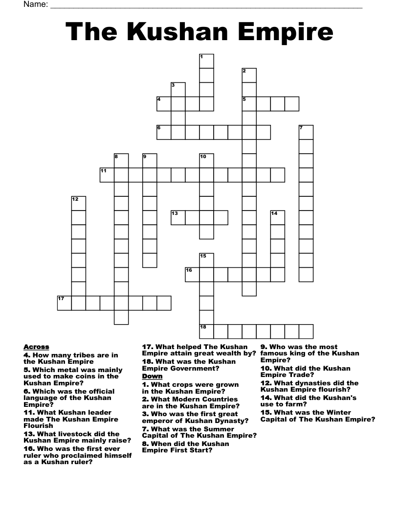 The Kushan Empire Crossword