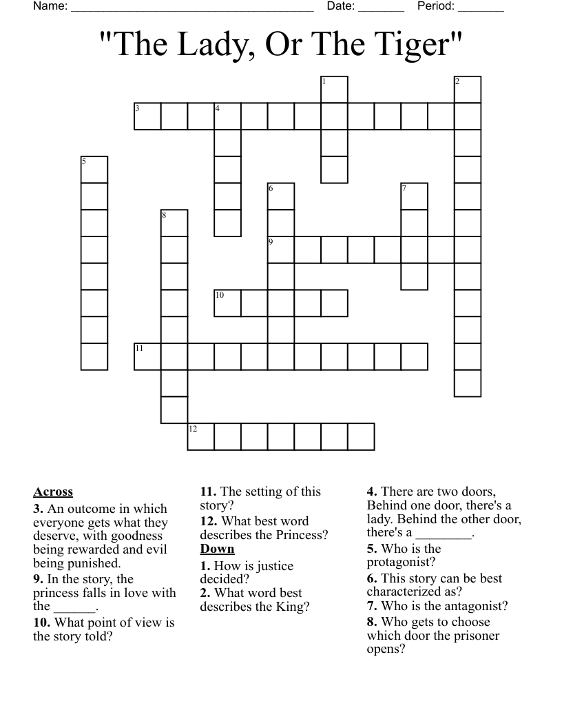 "The Lady, Or The Tiger" Crossword