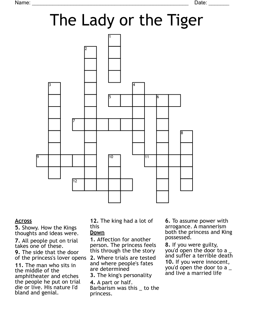 The Lady or the Tiger Crossword