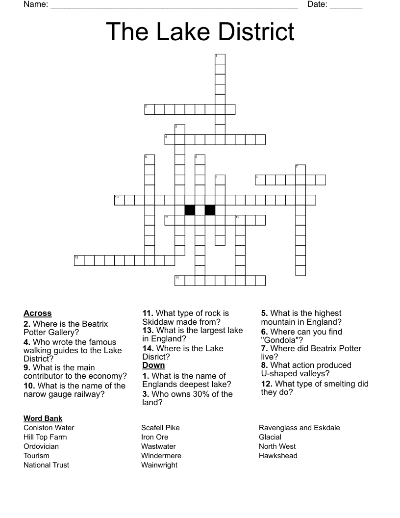 The Lake District Crossword