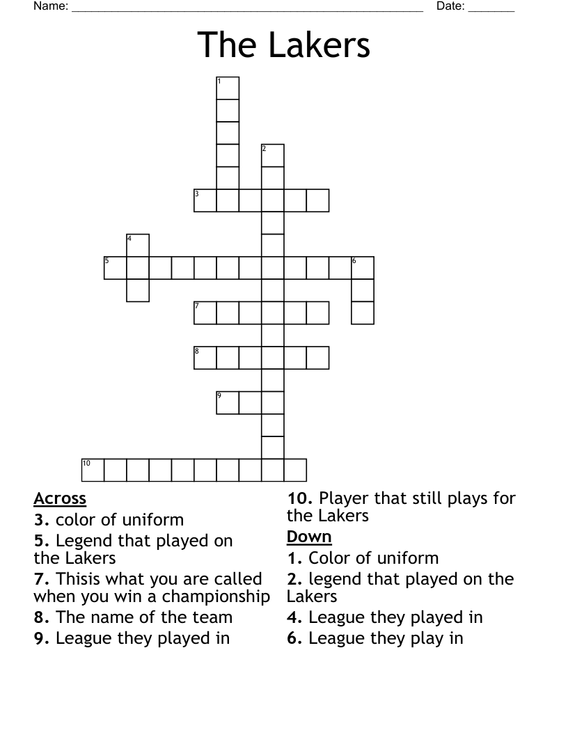 The Lakers Crossword