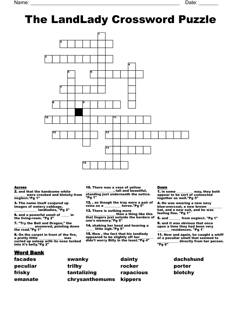 The LandLady Crossword Puzzle