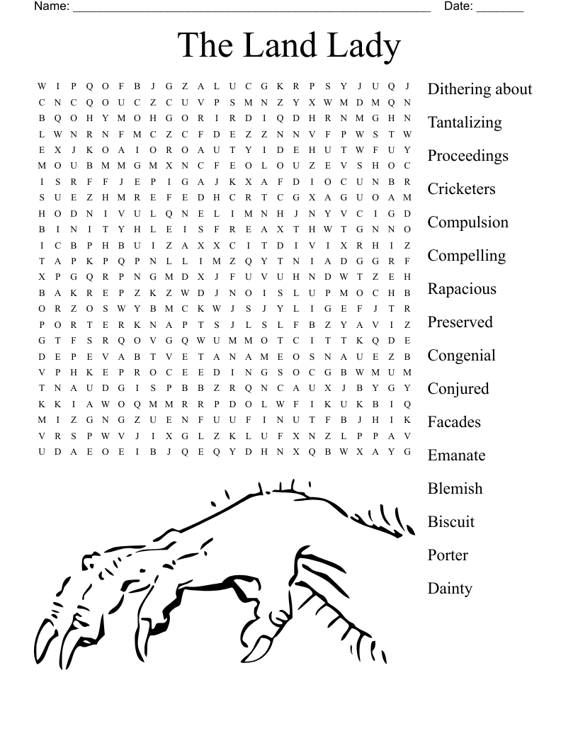The Land Lady Word Search