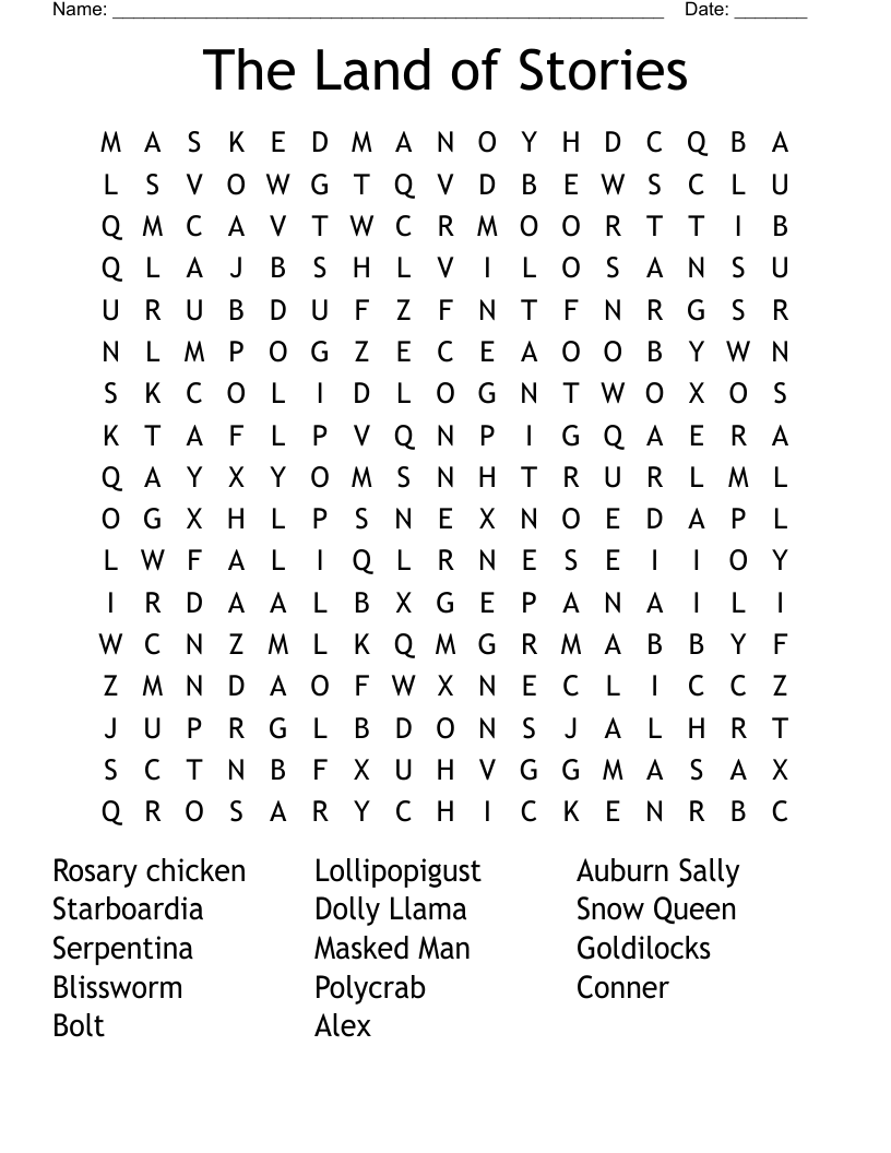 The Land of Stories Word Search