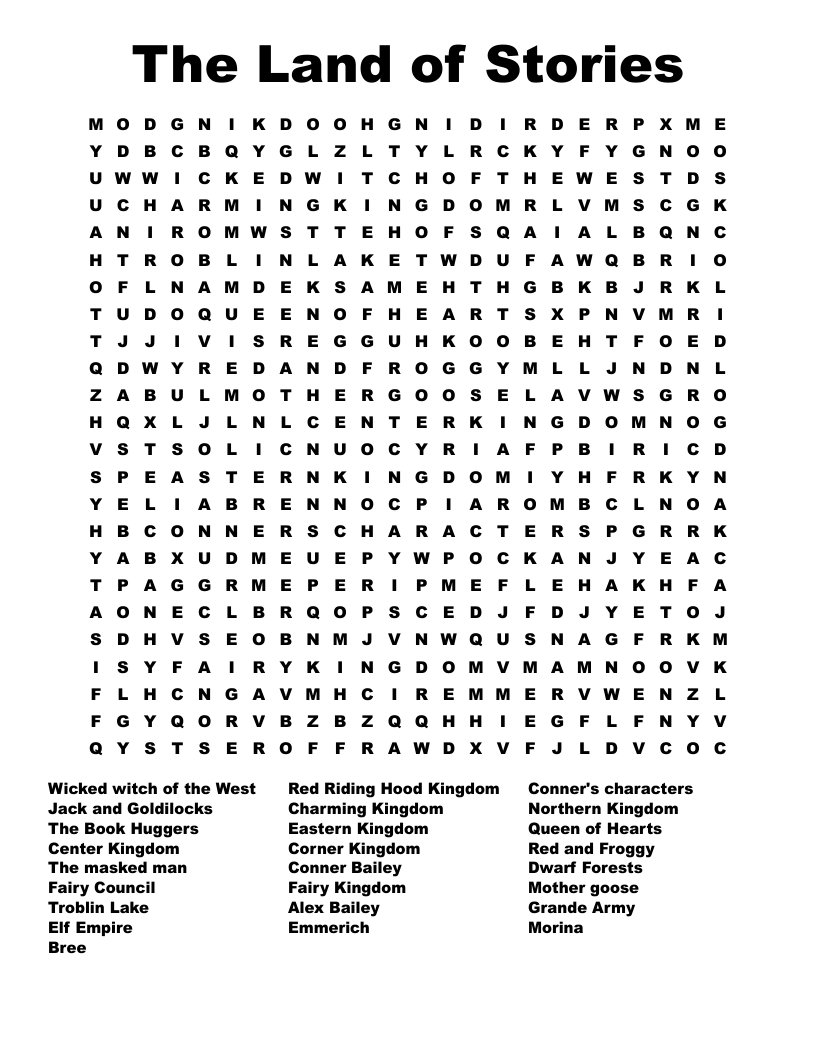 The Land of Stories Word Search