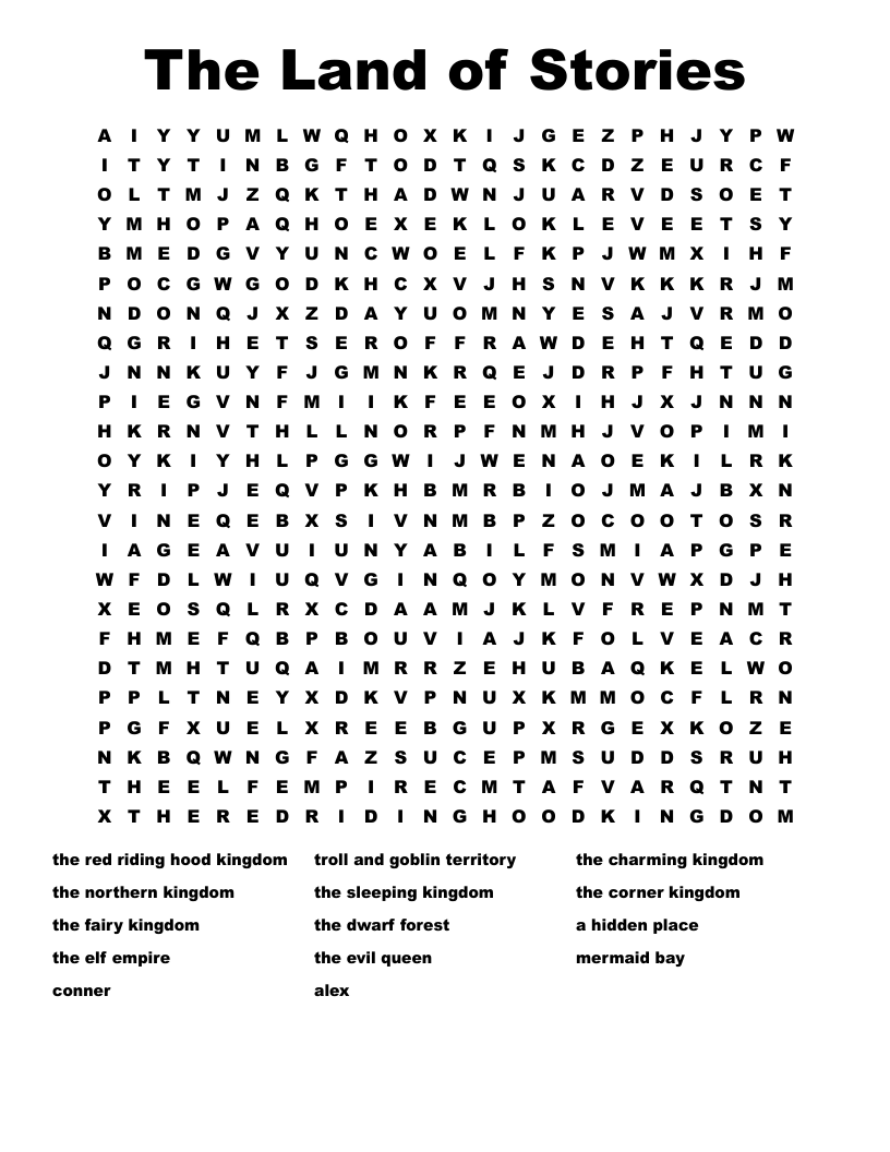 The Land of Stories  Word Search