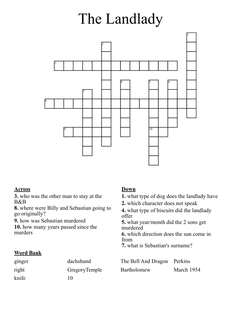 The Landlady Crossword