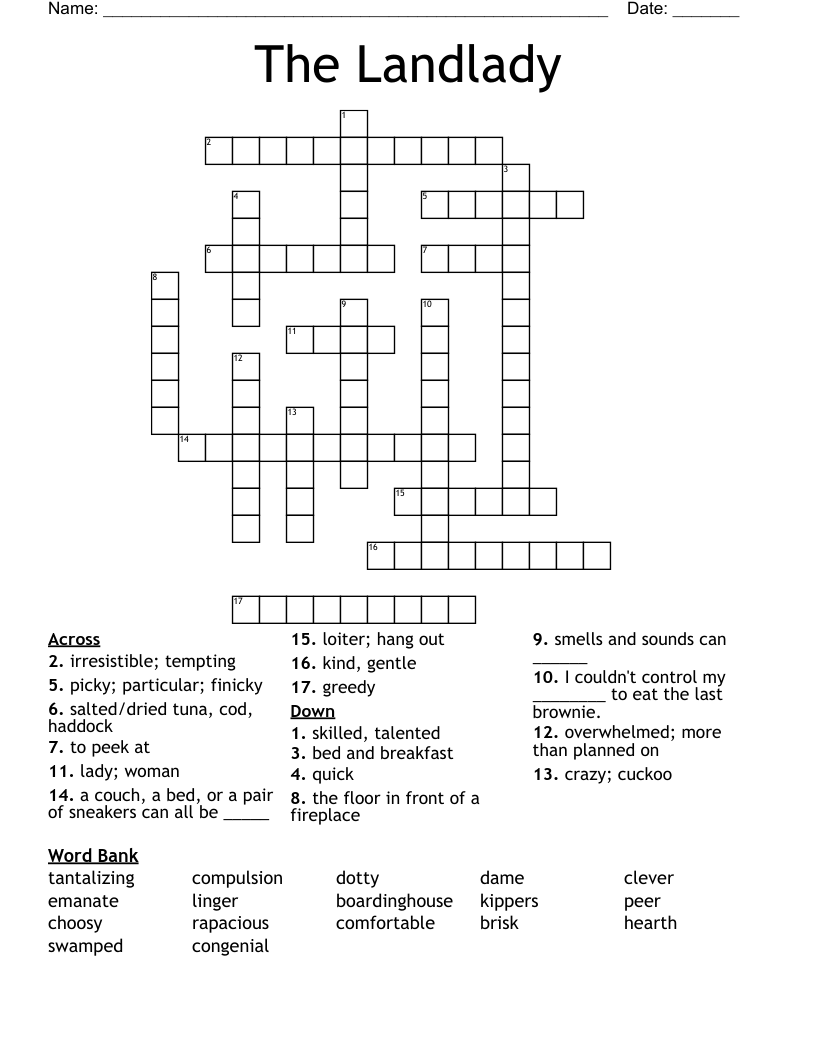 The Landlady Crossword