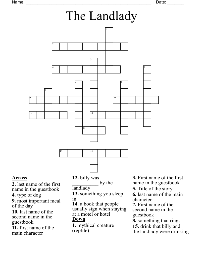 The Landlady Crossword