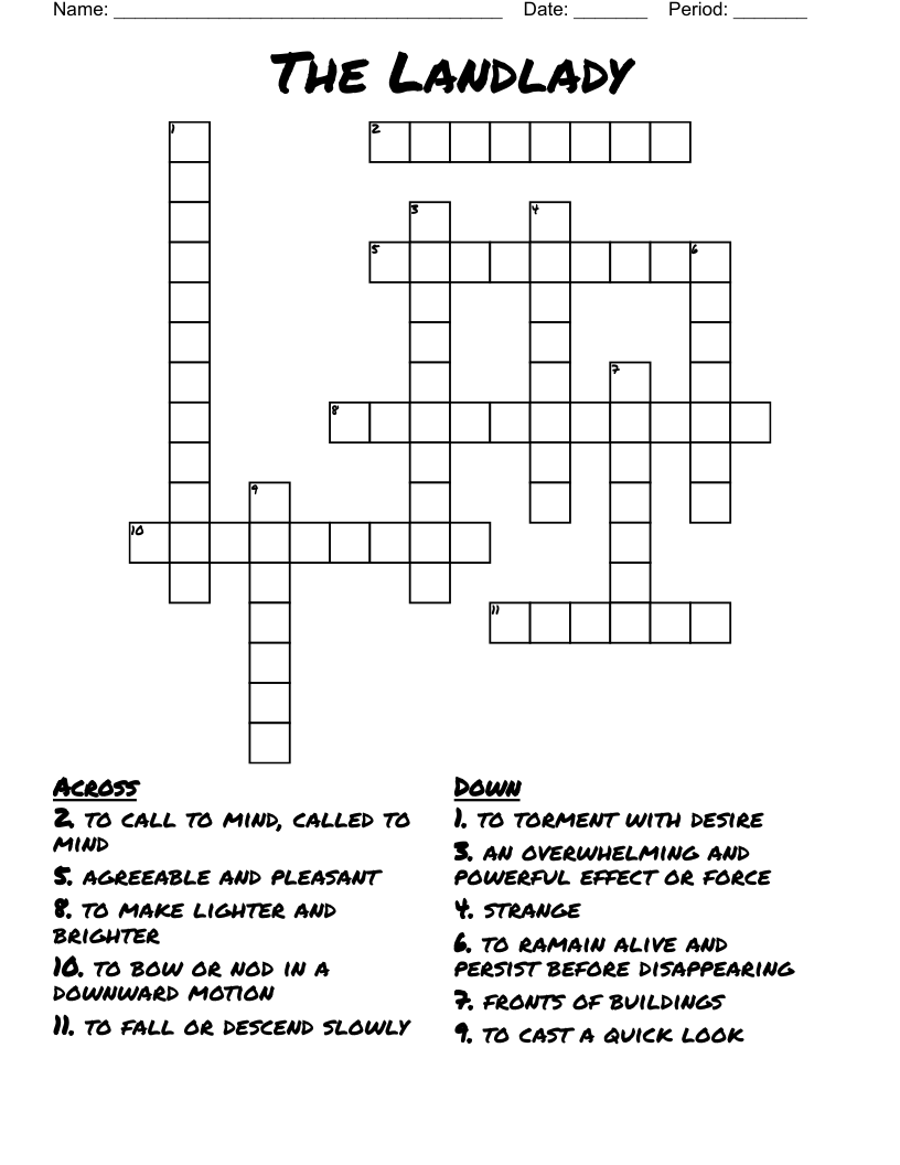The Landlady Crossword
