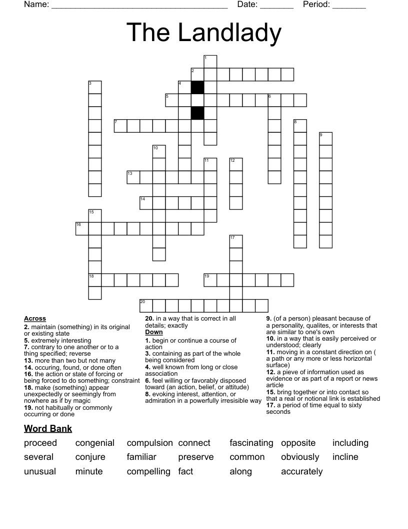 The Landlady Crossword