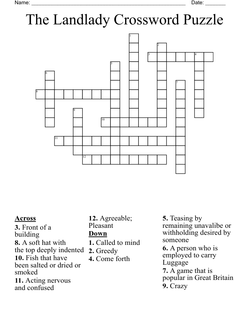The Landlady Crossword Puzzle