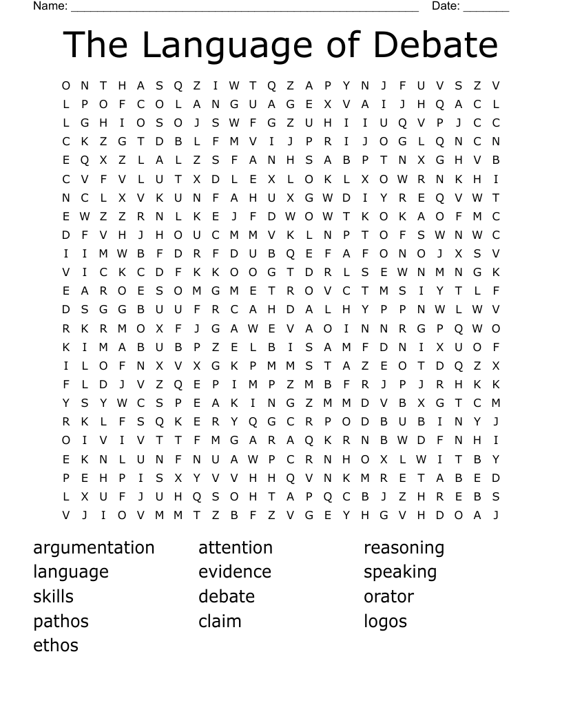 The Language of Debate Word Search