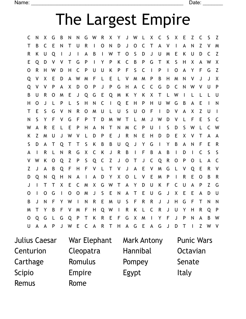 The Largest Empire Word Search