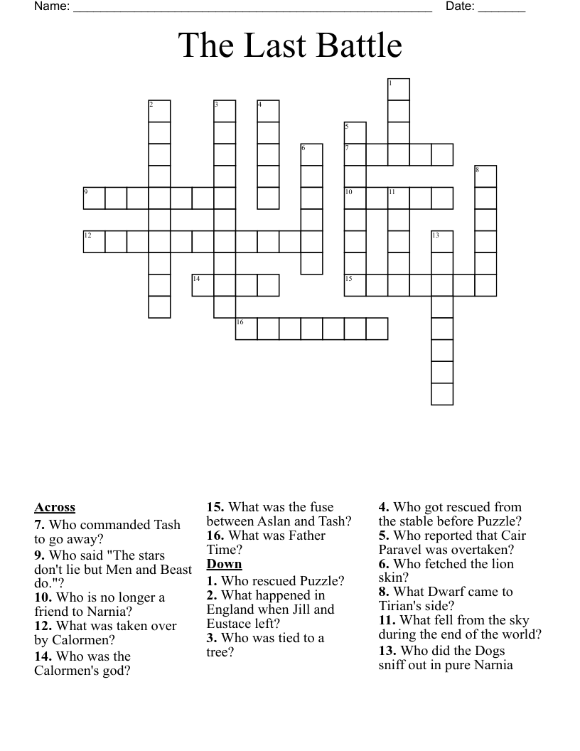 The Last Battle Crossword