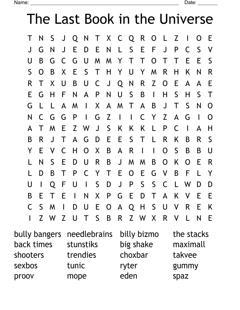 The Last Book in the Universe  Word Search