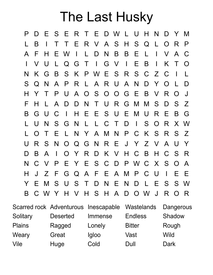 The Last Husky Word Search