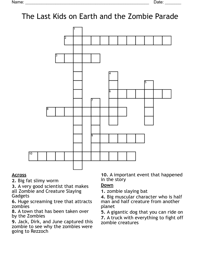 The Last Kids on Earth and the Zombie  Parade Crossword