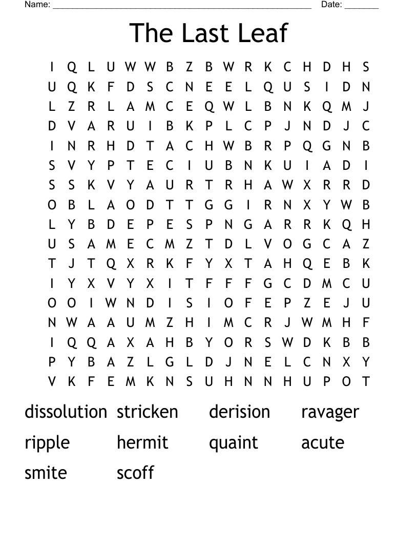 The Last Leaf Word Search