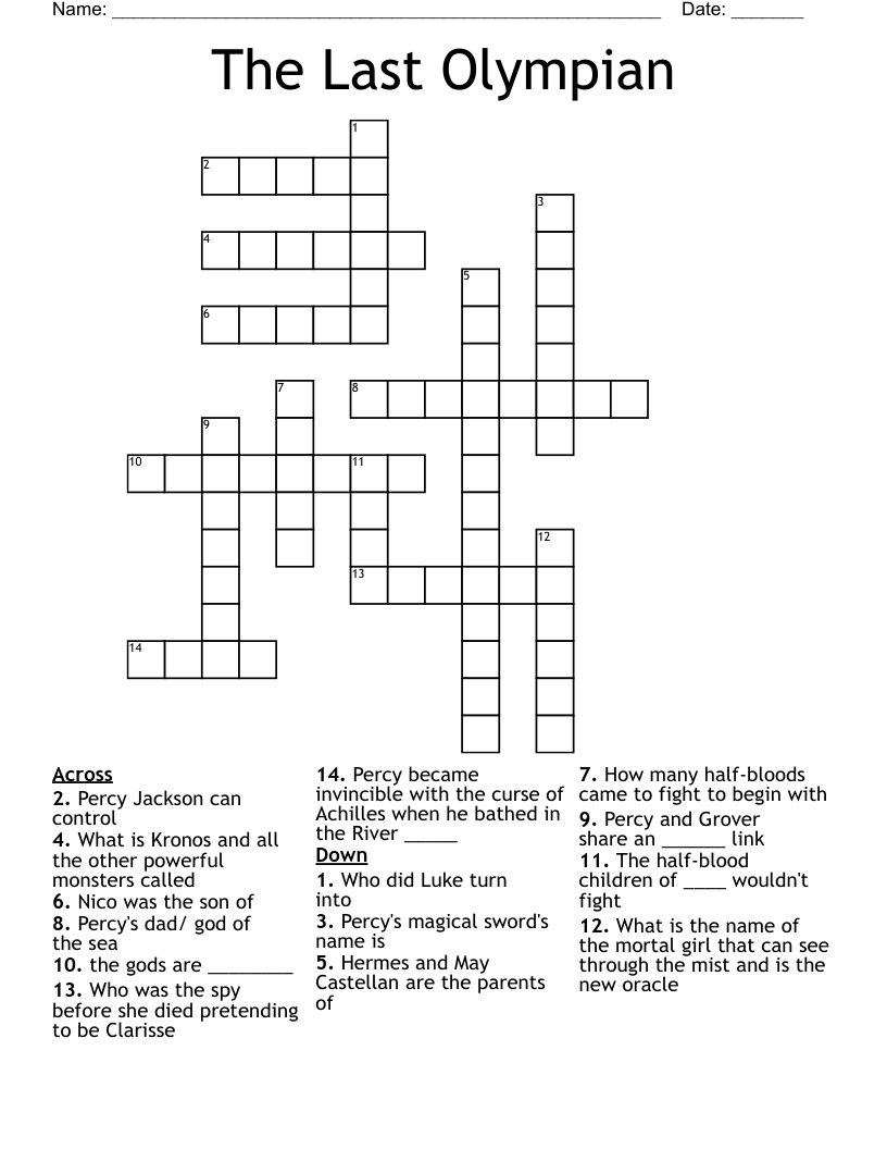 The Last Olympian Crossword