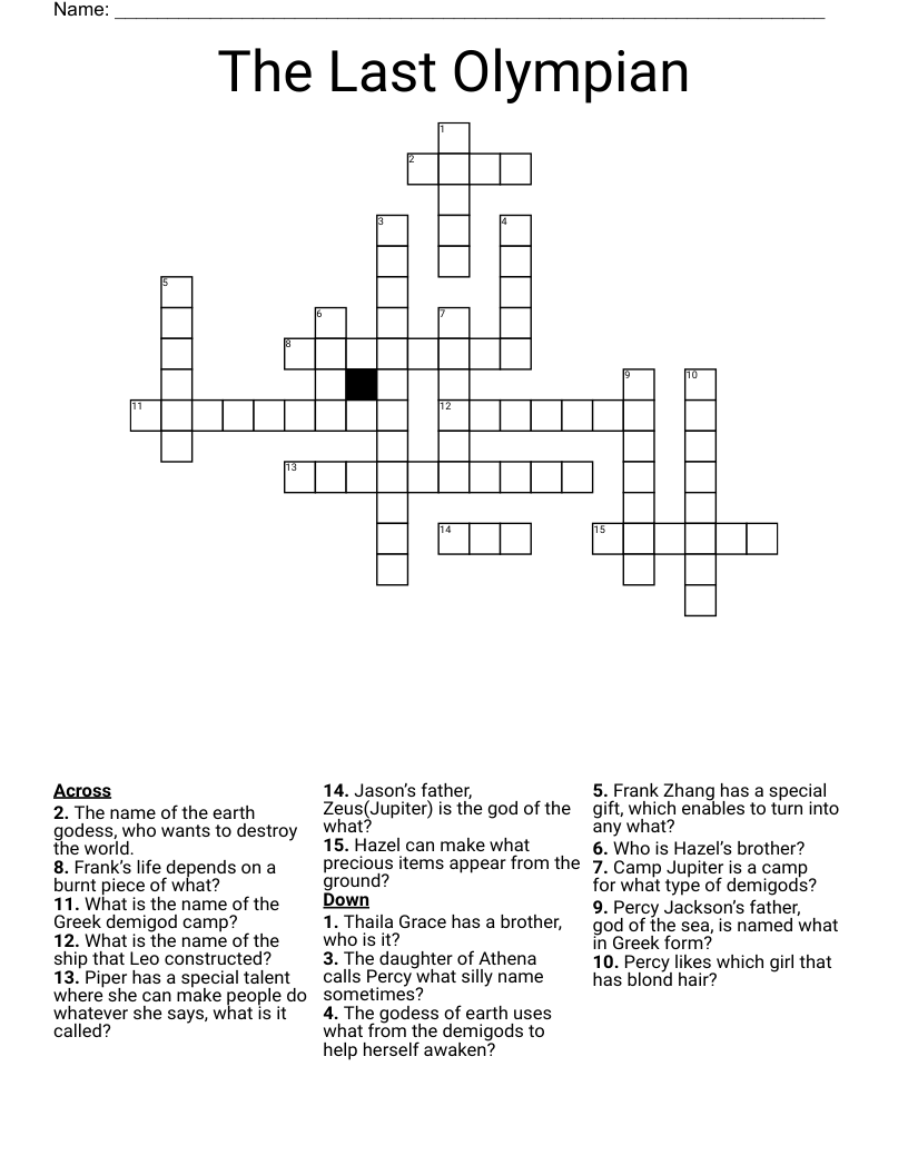 The Last Olympian Crossword