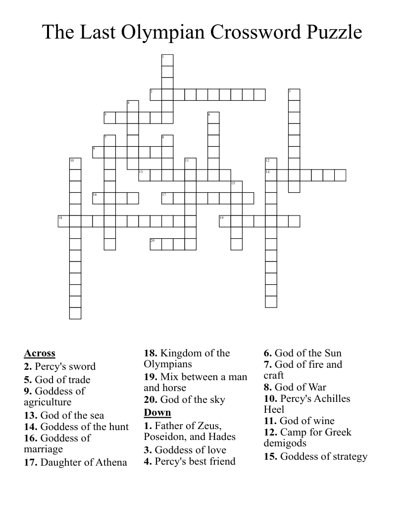 The Last Olympian Crossword Puzzle