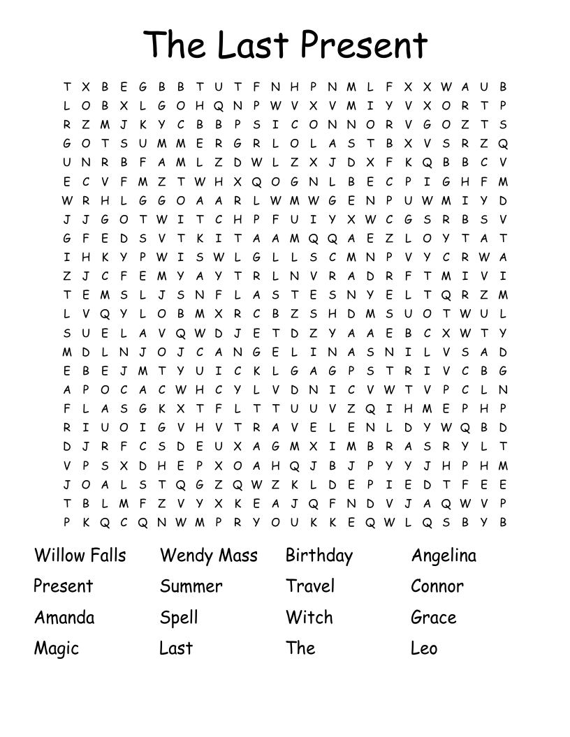 The Last Present Word Search