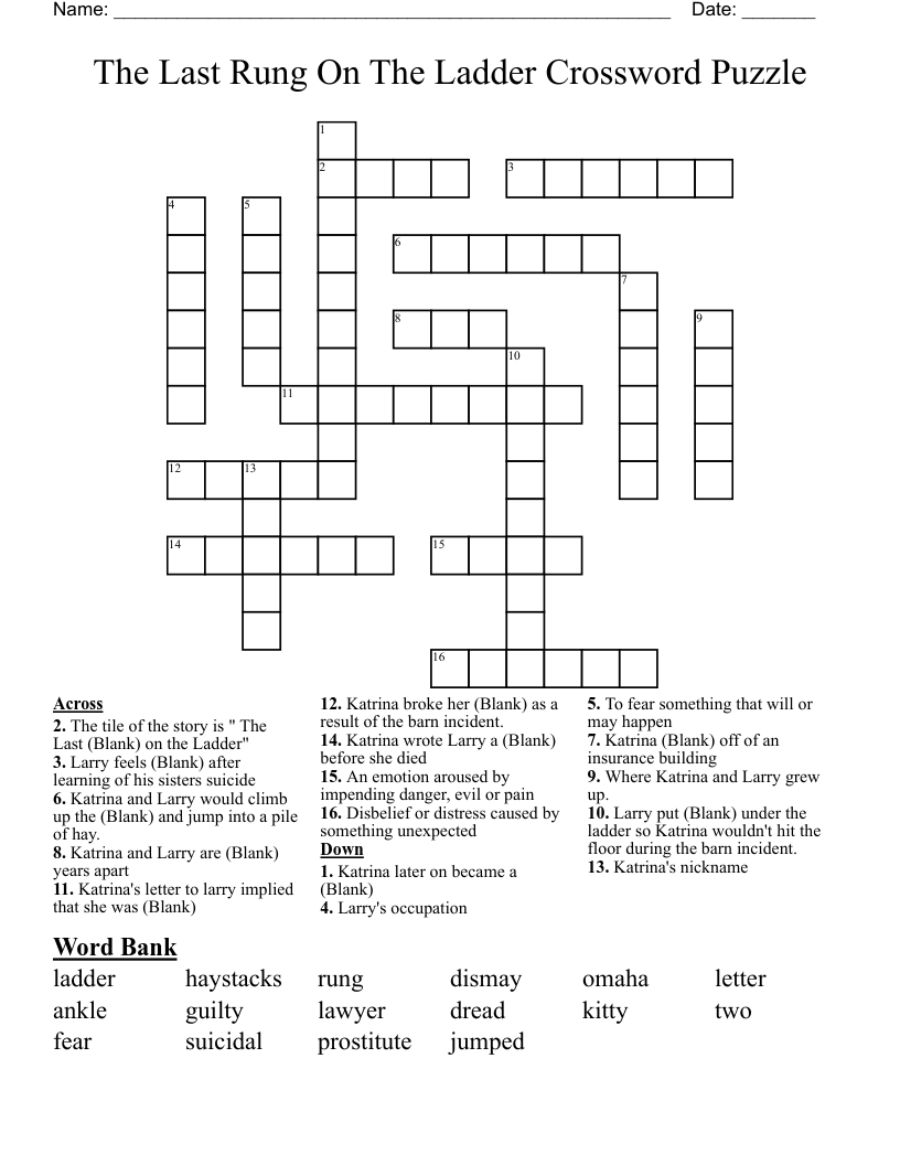 The Last Rung On The Ladder Crossword Puzzle