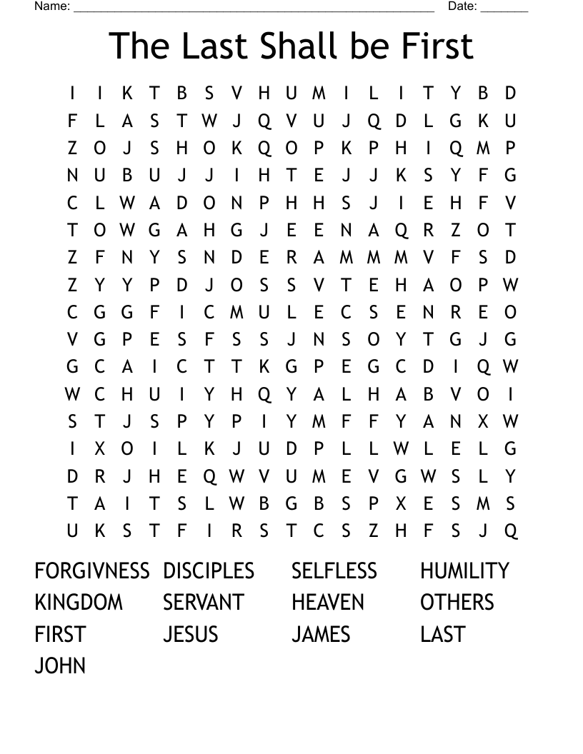 The Last Shall be First Word Search