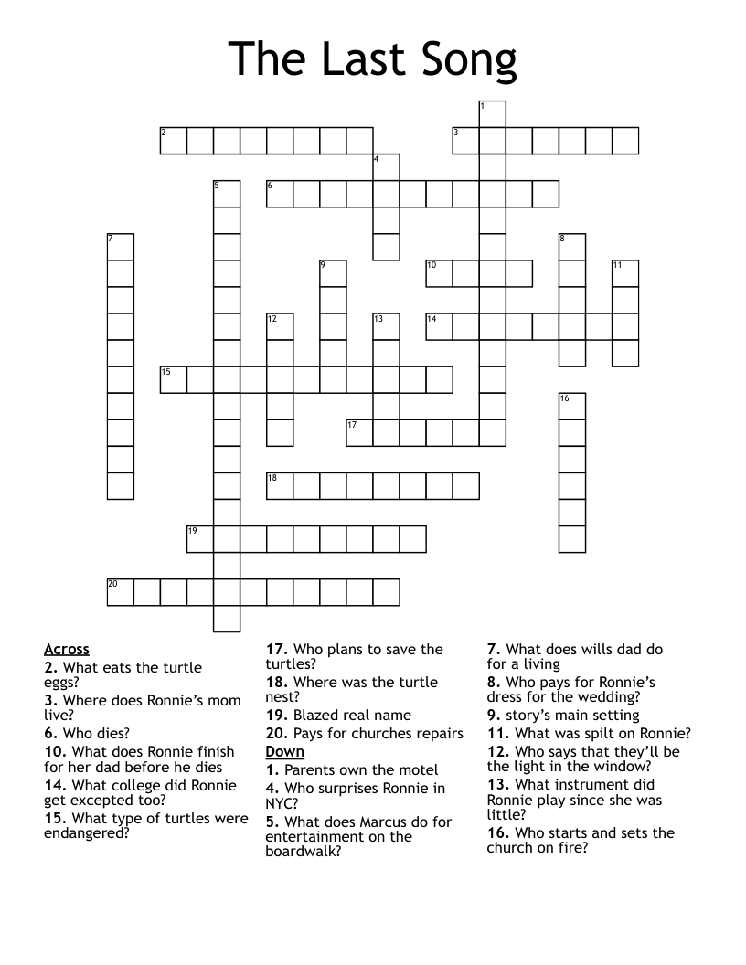 The Last Song Crossword