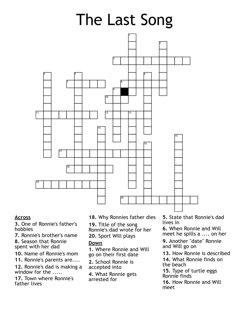 The Last Song  Crossword