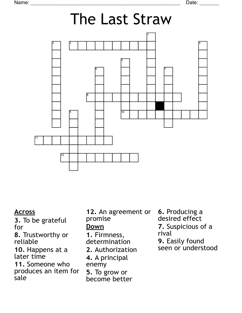The Last Straw Crossword
