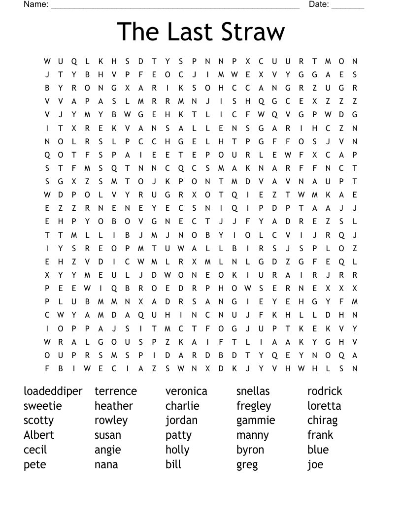 The Last Straw Word Search